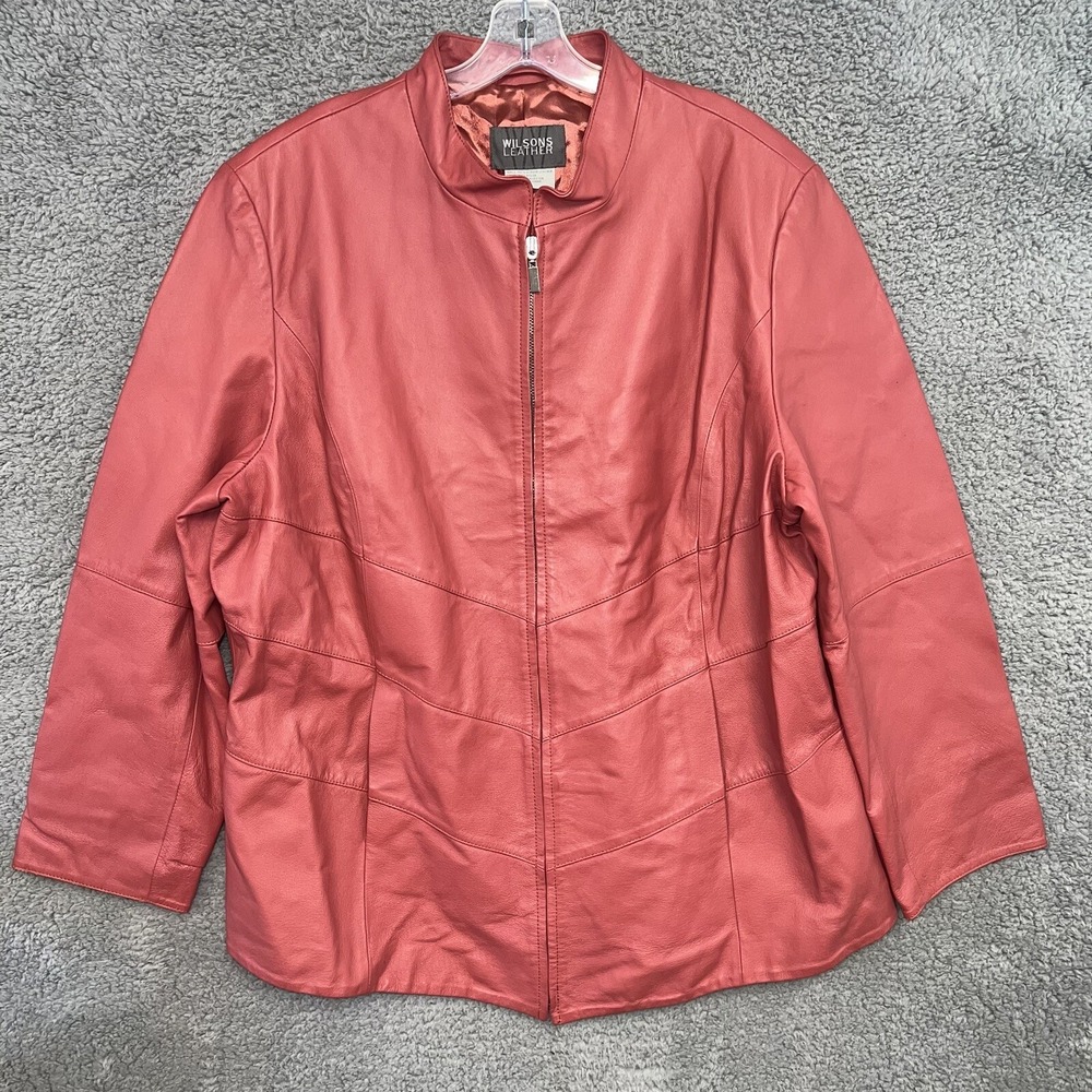 VTG Wilsons Women's‎ Size XL Pink Leather Maxima Jacket Motorcycle Cafe Racer
